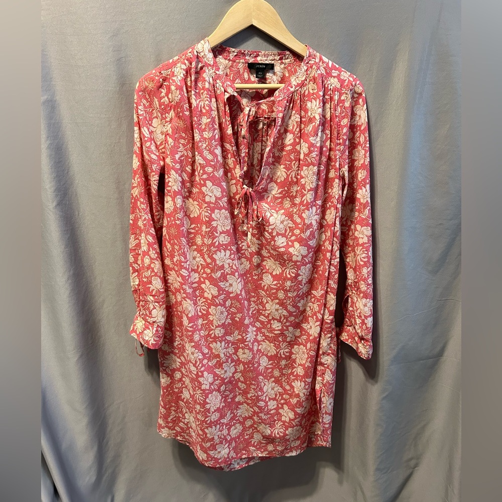 J. Crew Pink Floral Long Sleeve Mid-length Dress Womens:XS